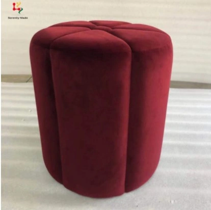 Simple Flower Design Velvet Pouf Round Ottoman